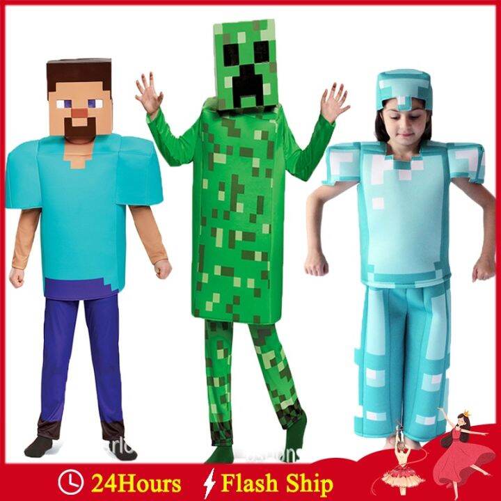 Costume Dress Kids Child for Boys Armor Minecraft Suit Cosplay Girls Up ...