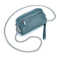 Genuine leather chain crossbody bag phone holder ladies Crocodile stylish large capacity three-layer zipper all-match clutch