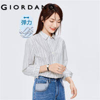 Giordano ผู้หญิง เสื้อเชิ้ตแขนยาวผ้าอ็อกซ์ฟอร์ดยืดได้ Free Shipping 05341105