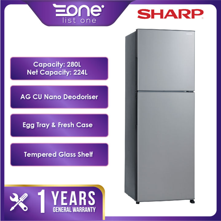 Sharp 280L 2 Door Refrigerator SJ285MSS AG CU Nano Deodoriser Fridge ...