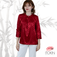 ITOKIN เสื้อเบลาส์ทอลาย คอกลมจับจีบ W5B104