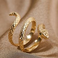 Korean style simple copper inlaid zirconium zodiac snake open ring female ins personality cute ring jewelry snake ring