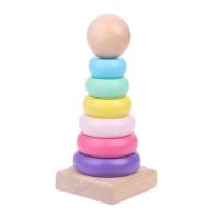 Warm Color Rainbow Stacking Ring Tower Stapelring Blocks Wood Toddler Toy Baby Toys Infant Toys Girl