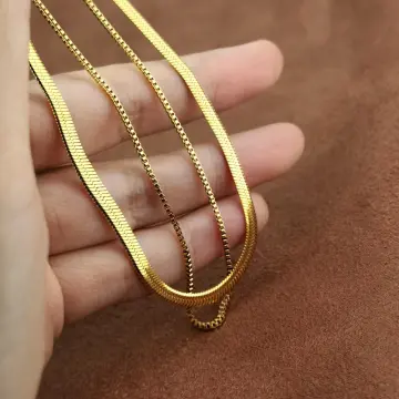 Vnox Layering Necklaces for Women, Layered Herringbone Flat Snake  Herringbone Box Chain Necklace, Minimalist Chic Collar