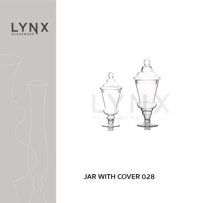 LYNX - JAR WITH COVER 028 - แจกันแก้ว แจกันจัดสวน โหลแก้วพร้อมฝา โหลจัดสวน แฮนด์เมด จัดงานแต่ง ปาร์ตี้ ร้านเบเกอรี่ มีให้เลือก 2 ขนาด