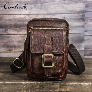 CONTACT'S Multifunction Crossbody Bag for Men Genuine Leather