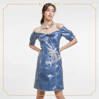 Kloset Design Kloset Summer With Off-Shoulder Dress (RS20-D001) เดรสปาดหล่ เดรสปักดีเทล เดรสผ้าแฟชั่น เดรสผ้าเคลือบ