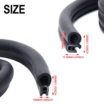 4M Black Car Door Seal Strip U Type แผ่นปิดกันน้ำฉนวนกันเสียง Weatherstrip Rubber Accessories