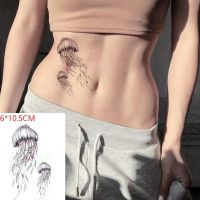 【YF】 Waterproof Temporary Tattoo Sticker Jellyfish Pattern Flower Plant Body Art Flash Fake for Women Men