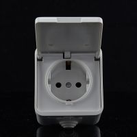 European standard power outlet IP44 level waterproof and bright outdoors cover wall socket 16A 250V