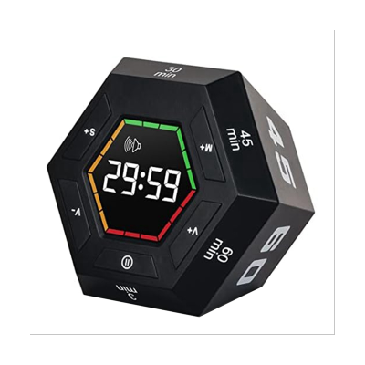 1 PCS Pomodoro Timer Productivity Timer Black Plastic 3, 5, 15, 30, 45, 60 Minute Preset Smart Countdown Timer
