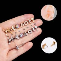 1 Piece G23 Titanium Plug-in Flat Head Labret Lip Stud Hypoallergenic Earring Lobe Helix Pinna Piercing 16Gauge