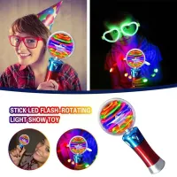 【CW】 Led Color Light Rotating Fluorescent Stick Rotating Stick Glowing Flashing Spinner Children Pattern Led Wand Changing Toy L R4x3