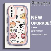 Chenyyka เคสสำหรับ Realme 6S Narzo รูปแบบสัตว์การ์ตูนสุดสร้างสรรค์ลายคลื่นขอบเคสโทรศัพท์แบบใสซิลิโคนกันกระแทกแบบเรียบง่ายเคสนิ่มเคสใสป้องกันเลนส์กล้อง