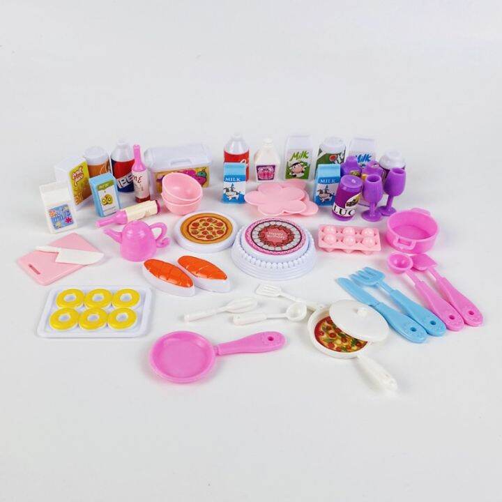 High quality 43 pieces/set Baby House Mini Food Kitchen Set Flat Bottle Piazz Doll Accessories