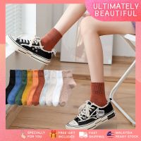 [Ready Stock] Ultimay Beautiful 1 Pair of Plain Crew Sock Candy Socks Women Socks Men Stoking Stokin Muslimah 袜子