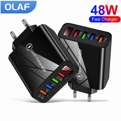 [HOT RUXMMMLHJ 566] Olaf จอแสดงผล LCD เครื่องชาร์จ USB ที่ชาร์จแบตเตอรี่โทรศัพท์ QC 3.0 Fast อะแดปเตอร์ชาร์จสำหรับ iPhone 13 12 Samsung S10 Huawei P30 Usb Chargeur
