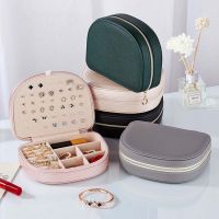 Ring Box Waterproof Storage Box Necklace Box Portable Jewelry Box PU Leather Jewelry Box Semicircle Jewelry Box