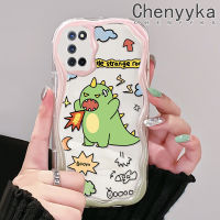 เคส Chenyyka สำหรับ OPPO เคส A52 A72 A92 4G ลายการ์ตูนไดโนเสาร์สีเขียวน่ารักขอบเนื้อครีมเคสโทรศัพท์โปร่งใสในสต็อกเหมาะสำหรับเด็กผู้ชายและเด็กผู้หญิงเคสกันกระแทกเคสซิลิโคนอ่อนชัดเจน