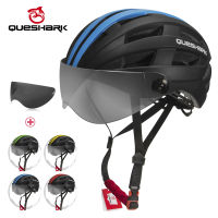 QUESHARK Men Women Ultralight Cycling Helmet MTB Road Bike Bicycle Motorcycle Riding Removable Transparent Grey Lens QE116