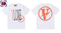 LD lightning เสื้อยืดแขนสั้นลําลอง คอวี ผ้าฝ้าย ทรงหลวม พิมพ์ลาย Vlone ขนาดใหญ่ สไตล์คลาสสิก เหมาะกับฤดูร้อน สําหรับนักเรียนชาย และหญิง