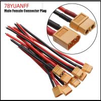 78YUANFF ร้อน สายไฟ 12 AWG/14 AWG อุปกรณ์เสริมรุ่น ปลั๊กต่อ XT60 ชายหญิง สายเคเบิลต่อขยายคู่ ขั้วต่อแบตเตอรี่ 10CM/15CM