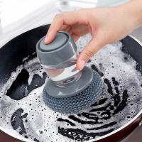 Kitchen Cleaning Brush 2 In 1 Handle Cleaing Brush with Removable Brush Sponge Dispenser Dishwashing Brush Kitchen Tools