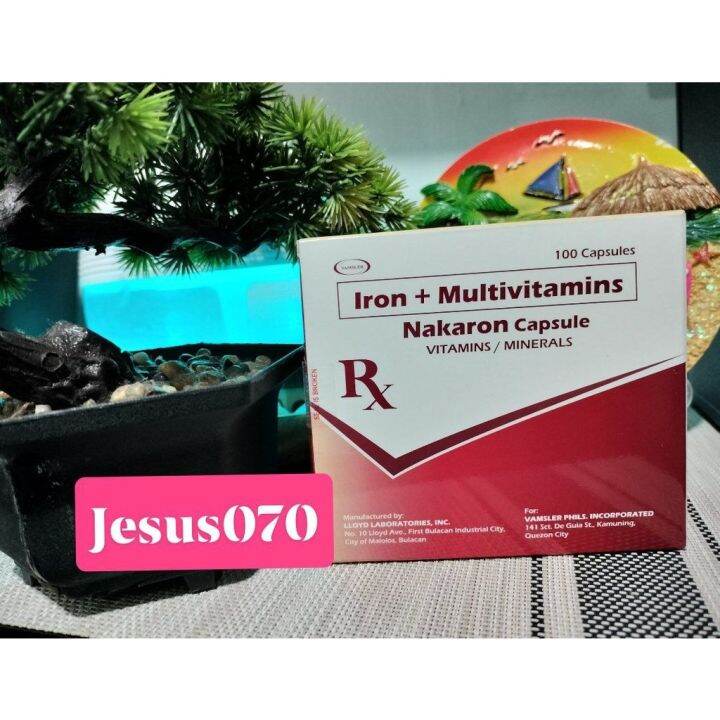 NAKARON (Ferrous Fumarate Folic Acid Vit B2 B12) 100 Capsules in a box