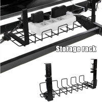ถาดจัดสายเคเบิล,ภายใต้โต๊ะการจัดการสายไฟ,เหมาะสำหรับการทำงานโต๊ะคอมพิวเตอร์,บ้านและสำนักงาน,การติดตั้งใหม่ฟรีภายใต้ตารางลวดชั้นเก็บการจัดการถาดภายใต้ตารางลวดชั้นเก็บ（black）