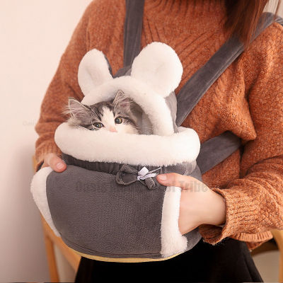 Warm Carrier Bag Small Cat Dogs Backpack Winter Warm Carring Plush s Cage Walking Outdoor Travel Kitten Hanging Chest Bag