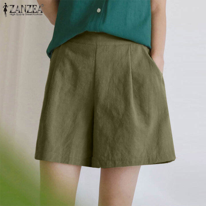 Casual loose plain elastic waist shorts sale