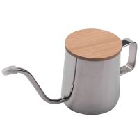 350Ml Long Narrow Spout Coffee Pot Gooseneck Kettle Stainless Steel Hand Drip Kettle Pour Over Coffee And Tea Pot With Wooden Cover