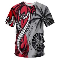 Summer trend Tahiti Polynesian mens rough shape o neck Casual Short Sleeve stream oversized mens casual hour