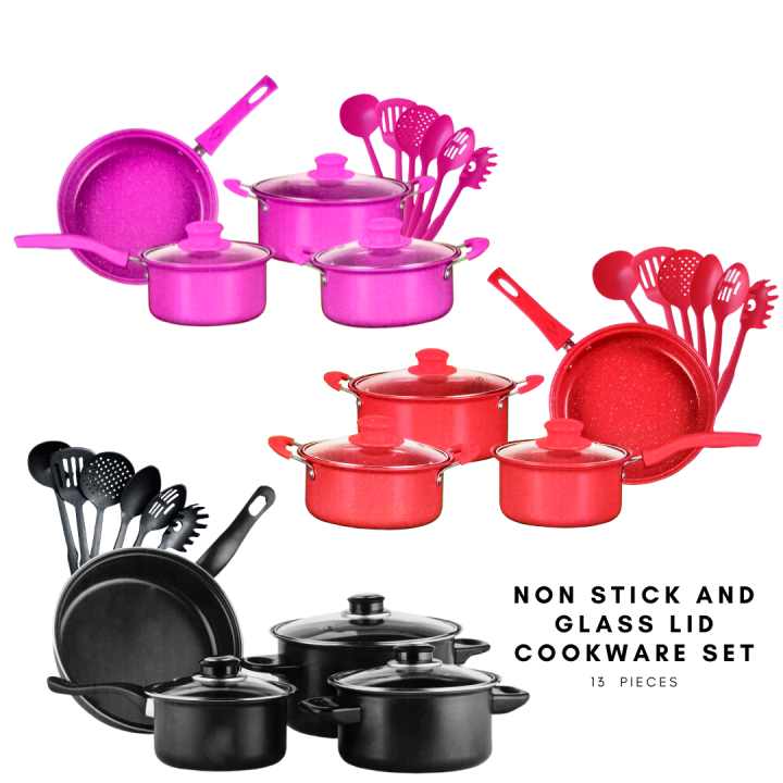pink 13 piece non-stick pot set