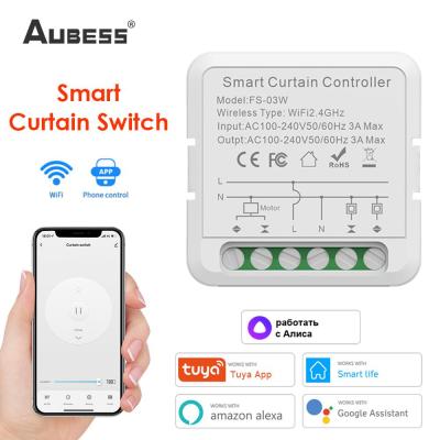 Aubess Tuya WiFi Smart Life Smart Curtain Switch For Roller Shutter Blind Motor Rolling Shutter Doors Amazon Alexa Google Home Camera Remote Controls