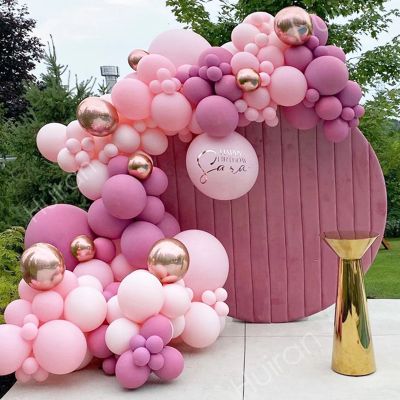 Macaron บอลลูนสีชมพู Garland Arch ชุดงานแต่งงานวันเกิดตกแต่งเด็ก Globos Rose Gold Confetti Latex Ballon Baby Shower-iewo9238