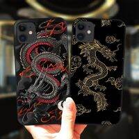 เคสโทรศัพท์แฟชั่นลายมังกรวินเทจจีนสำหรับ iPhone 12 11 Pro XS Max 6S 8 7 Plus X XR 5S SE 2020 12ซิลิโคนขนาดเล็กสีดำ