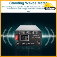 Nishore-1.8MHz-50MHz 0.5W-120W SWR HF คลื่นสั้นยืนคลื่นเมตรมิเตอร์ไฟฟ้า FM AM CW SSB แบบพกพา SWR พร้อมหน้าจอแสดงผล OLED อลูมิเนียมที่อยู่อาศัย