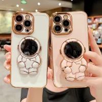 {L electronic shell} หรูหราดาวนักบินอวกาศยืนกรณีโทรศัพท์สำหรับ iPhone 11 12 13 14 Pro Max น่ารักชุบหัวใจกรอบกันกระแทกปกคลุมบน14บวกเชลล์