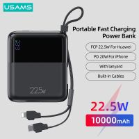 USAMS 10000mAh 22.5W Fast Charging Power Bank Built in Dual Cables Powerbank External Battery For iPhone Xiaomi Huawei Samsung ( HOT SELL) ivzbz799