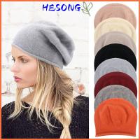 HESONG สีทึบทึบ หมวกผ้าฝ้ายแคชเมียร์แบบสวมหัว ลำลองแบบสบายๆ ฤดูหนาวที่อบอุ่น หมวกบีนนี่ ของใหม่ หนาขึ้น หมวก skullcap ถัก ผู้หญิงผู้หญิงผู้หญิง