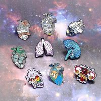 Heart uterus brain lungs Viscera Enamel Pins Van Gogh butterfly Whale Brooches Badges Gifts Friends Pins Jewelry Wholesale