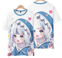 เสื้อยืดแขนสั้นพิมพ์ลาย Hololive Vtuber Ookami Mio Gawrgura สําหรับผู้ชาย