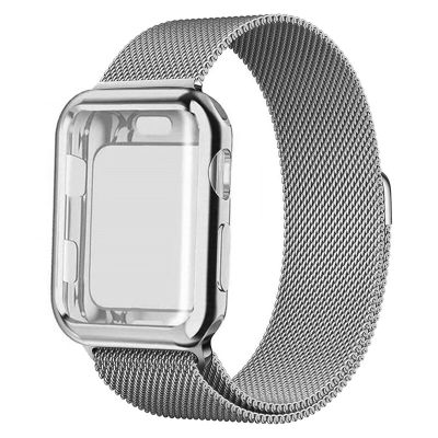 TPU Case+Milanese Loop for Apple Watch Band 44mm 40mm 45mm 41mm 38 42 45 44 mm Metal bracelet Strap iwatch series 8 7 3 4 5 se 6 Straps