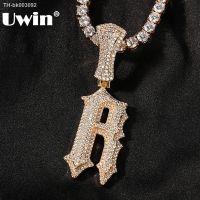 ๑◎✉ UWIN Initial Letters Pendant Necklaces Cross Sword Charms for Women Girls Iced Out Cubic Zircon Fashion Jewelry for Gift