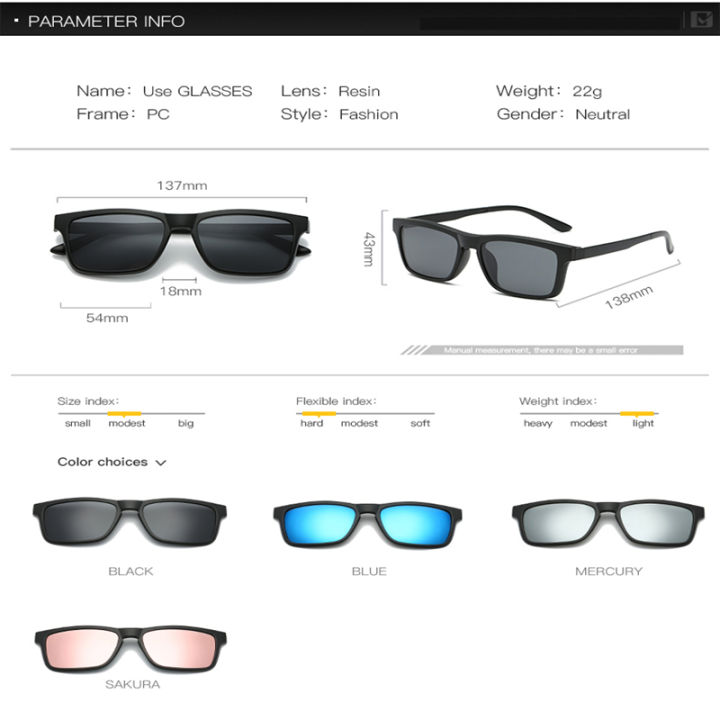 fashion-polarized-magnetic-clip-on-sunglasses-magnet-eyewear-frame-myopia-glasse