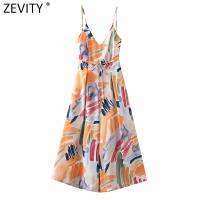 Zevity Women Vintage Color Graffiti Print Wide Leg Calf Length Jumpsuits Chic Female Lace Up Zipper Casual Summer Rompers P1120