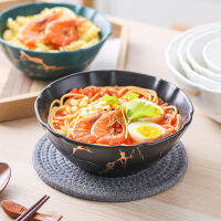 Lace Gold Series Marbled Gold Salad Pasta Rice Bowl Fruit Dessert Bowl Ceramic Tableware Ramen Bowl