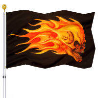 Flaming Skull Flag Double Stitched โพลีเอสเตอร์ธง Grommets ทองเหลืองในร่มกลางแจ้ง Party Home Decor Garden Yard House Flag-zlskjgmcbsb