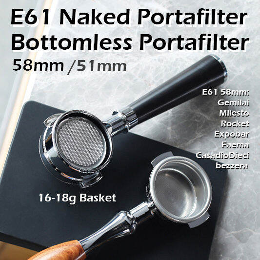 Ready Stock 🇲🇾. E61 Naked Portafilter With Wooden Handle. Bottomless